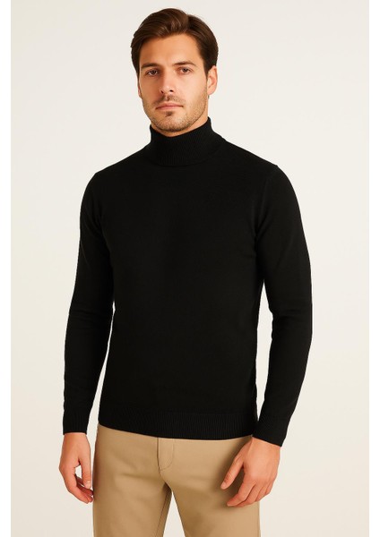 Erkek Siyah Yarım Balıkçı Yaka Triko Kazak 1003 fiyatları