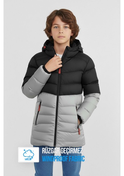İçi Kürklü Su ve Rüzgar Geçirmez Erkek Çocuk Mont