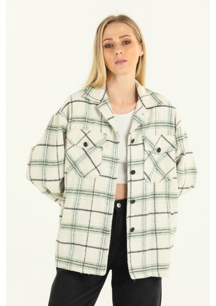 Cepli Ekose Oduncu Gömlek Yeşil Çizgili Pamuklu