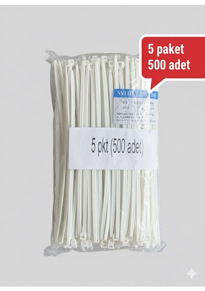 4.8X250 Kablo Bağı Cırt Kelepçe Beyaz fiyatları