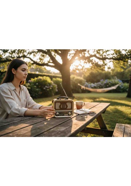 Retro Nostaljik Radyo (Güneş Enerjili) Bluetooth Hoparlör