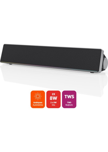 FS104 Kablosuz Bluetooth Soundbar Hoparlör Speaker 16W Siyah indirimleri