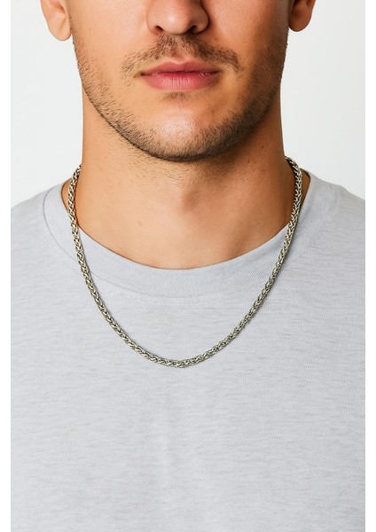 Erkek Kalın Burgu Çelik Kolye 60 cm