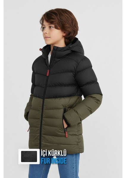 İçi Kürklü Su ve Rüzgar Geçirmez Erkek Çocuk Mont