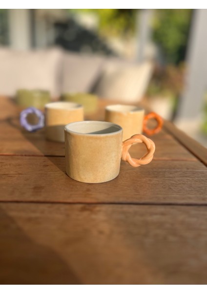 Burgu Kulplu Seramik Tekli Fincan-Somon fiyatları