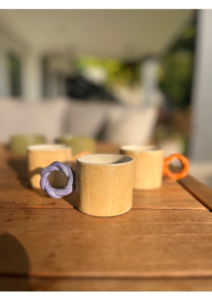 Seramik Burgu Kulplu Tekli Fincan- Mor fiyatları