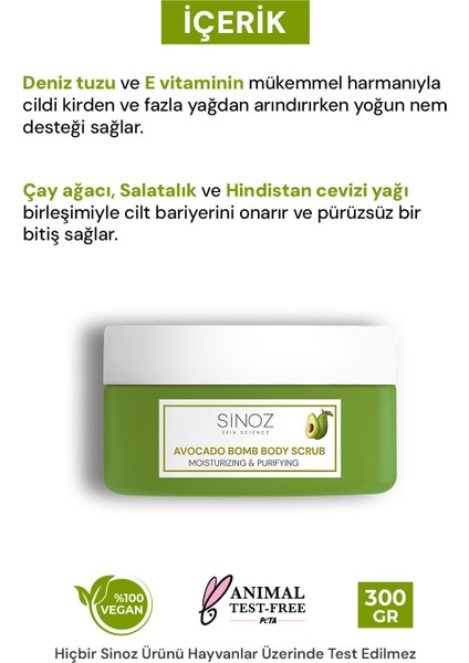 Avokado Bomb Nemlendirici ve Arındırıcı Vücut Peelingi 300 gr modelleri