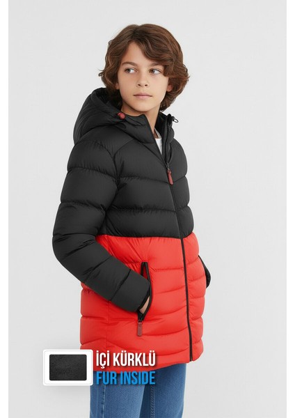 İçi Kürklü Su ve Rüzgar Geçirmez Erkek Çocuk Mont