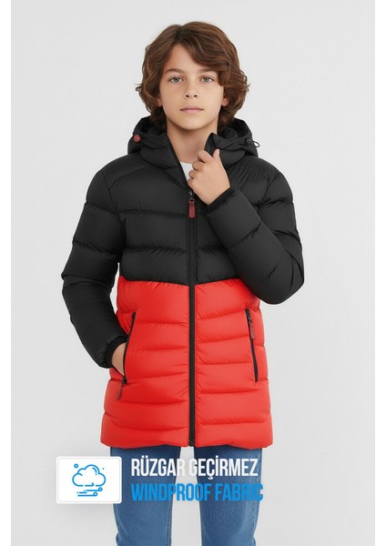 İçi Kürklü Su ve Rüzgar Geçirmez Erkek Çocuk Mont