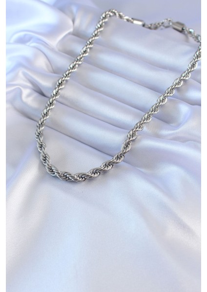 316L Çelik Gümüş Renk Burgu Model 45 cm Kadın Kolye