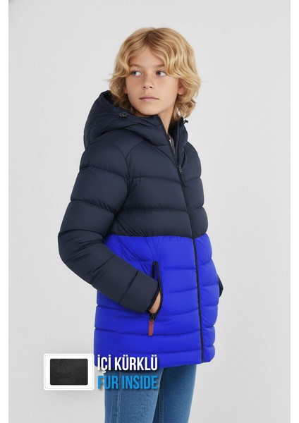 İçi Kürklü Su ve Rüzgar Geçirmez Erkek Çocuk Mont