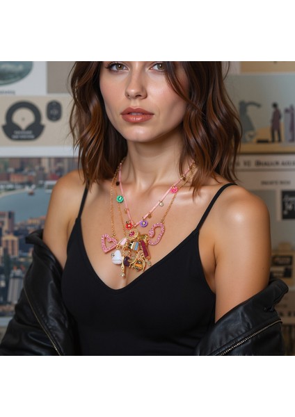 Hafif Lüks, Trendy, Temiz ve Sade, Alaşım, Zirkon Taşlı Geometrik Kalp ve Hayvan Kolye Uzun Kolye (Yurt Dışından) fiyatları