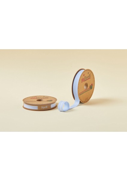 Biye Çizgili Katlı C01 Mavi 2 cm 25 Metre %65 Koton %35 Polyester