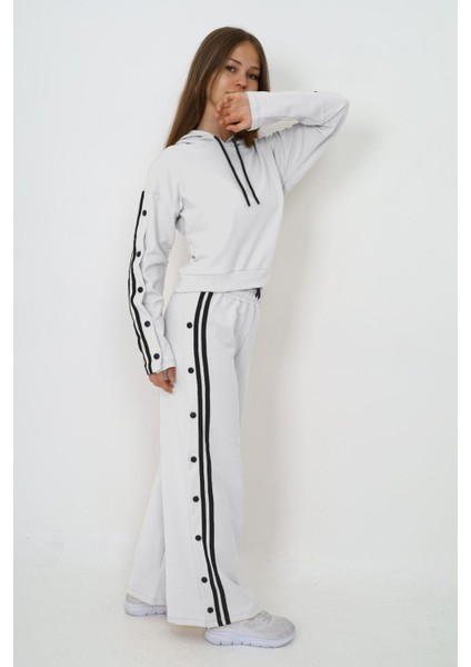 Kız Çocuk %100 Pamuk Kapüşonlu Uzun Kol Oversize Alt-Üst Eşofman Takımı fırsatları