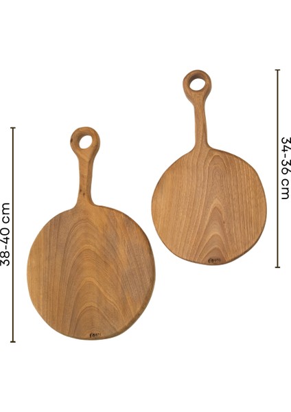 El Yapımı Doğal Yuvarlak Ceviz 2 Parça Kesme ve Sunum Tahtası 34 cm fiyatları