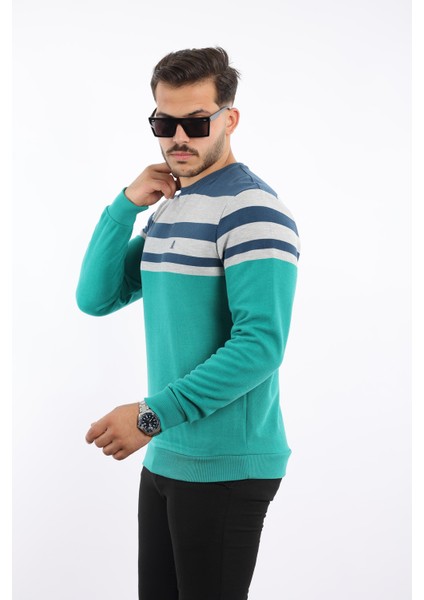 Panolu Selanik Sweatshirt – %100 Pamuk Bisiklet Yaka