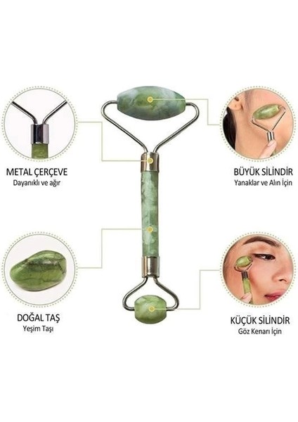 2li Set Çift Taraflı Cilt Temizleme Fırçası ve Yeşim Taşı Çift Taraflı Cilt Masaj Aleti fırsatları