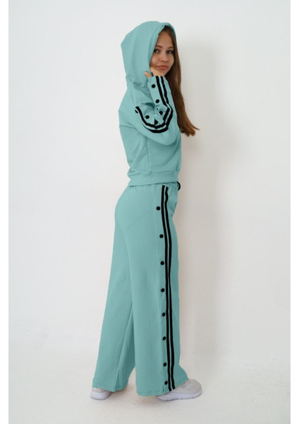 Kız Çocuk %100 Pamuk Kapüşonlu Uzun Kol Oversize Alt-Üst Eşofman Takımı fırsatları