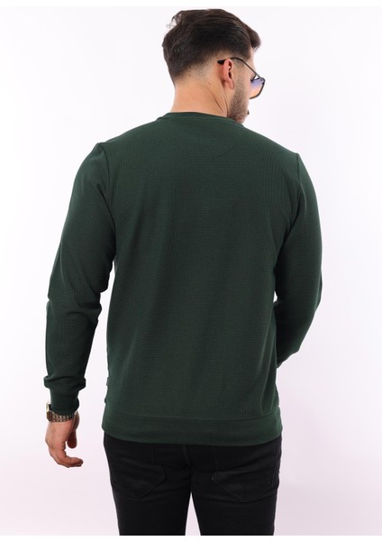 Waffle Dokuma Bisiklet Yaka Sweatshirt – Pamuk Viskon Regular Fit Rugatchi Exclusive fırsatları