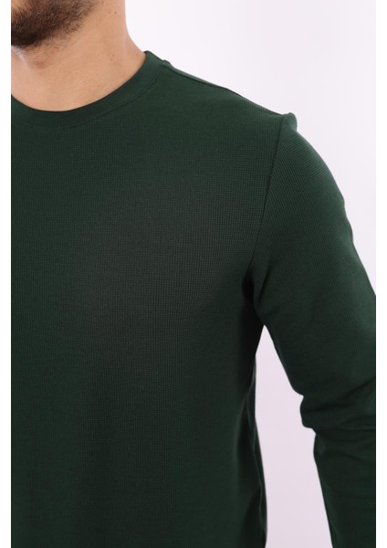 Waffle Dokuma Bisiklet Yaka Sweatshirt – Pamuk Viskon Regular Fit Rugatchi Exclusive indirimleri