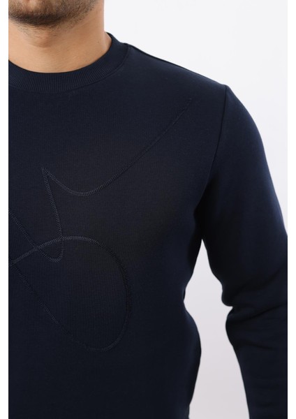 3 Iplik Şardonlu Bisiklet Yaka Sweatshirt – Pamuk Viskon Regular Fit Rugatchi Exclusive fırsatları