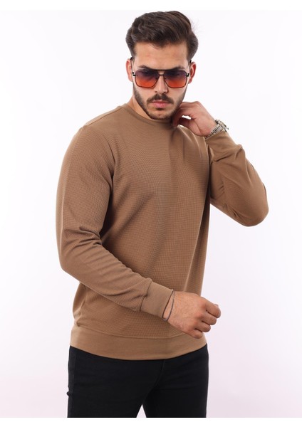 Waffle Dokuma Bisiklet Yaka Sweatshirt – Pamuk Viskon Regular Fit Rugatchi Exclusive fiyatları