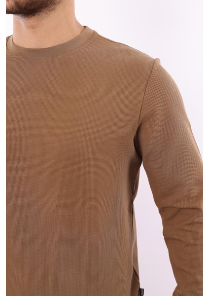 Waffle Dokuma Bisiklet Yaka Sweatshirt – Pamuk Viskon Regular Fit Rugatchi Exclusive indirimleri