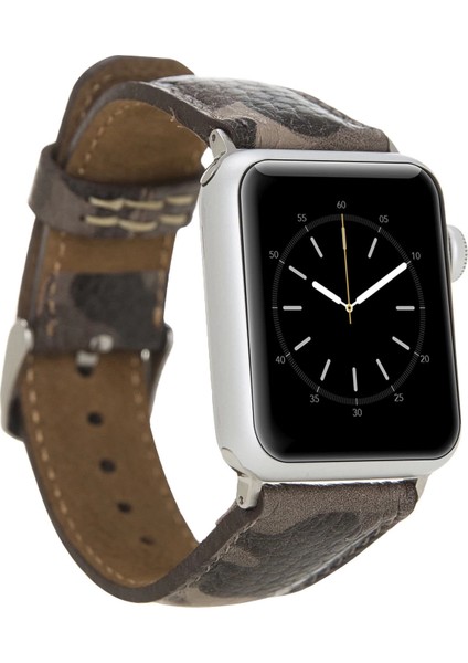 Apple Watch Uyumlu Deri Kordon 42-44-45MM Kamuflaj Bej