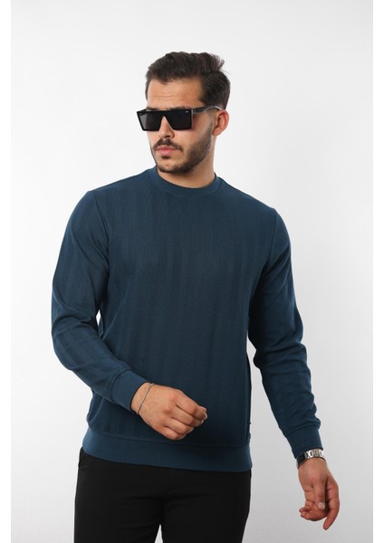 Jakarlı Sweatshirt – %70 Pamuk %30 Viskoz Bisiklet Yaka