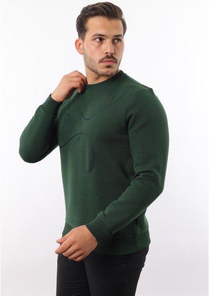3 Iplik Şardonlu Bisiklet Yaka Sweatshirt – Pamuk Viskon Regular Fit Rugatchi Exclusive fiyatları