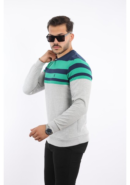 Panolu Selanik Sweatshirt – %100 Pamuk Bisiklet Yaka