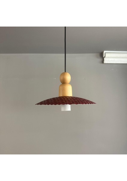 Zetra Vişne Çürüğü Metal Avize Tekli Kalın Ahşap Boncuk Başlık Modern Dekoratif Sarkıt Aydınlatma modelleri