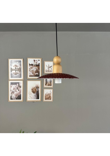 Zetra Vişne Çürüğü Metal Avize Tekli Kalın Ahşap Boncuk Başlık Modern Dekoratif Sarkıt Aydınlatma indirimleri