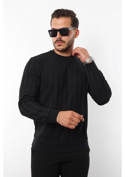 Jakarlı Sweatshirt – %70 Pamuk %30 Viskoz Bisiklet Yaka