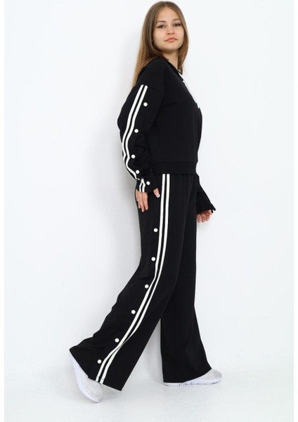 Kız Çocuk %100 Pamuk Kapüşonlu Uzun Kol Oversize Alt-Üst Eşofman Takımı modelleri