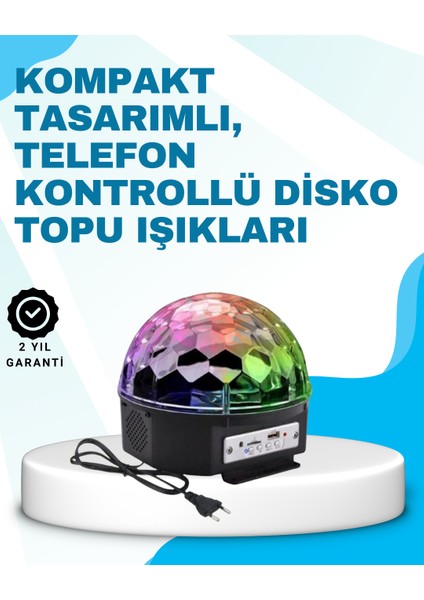 Bluetooth Bağlantılı Renkli Masaüstü Disko Topu Işık Gösterisi - EMY1479-4316