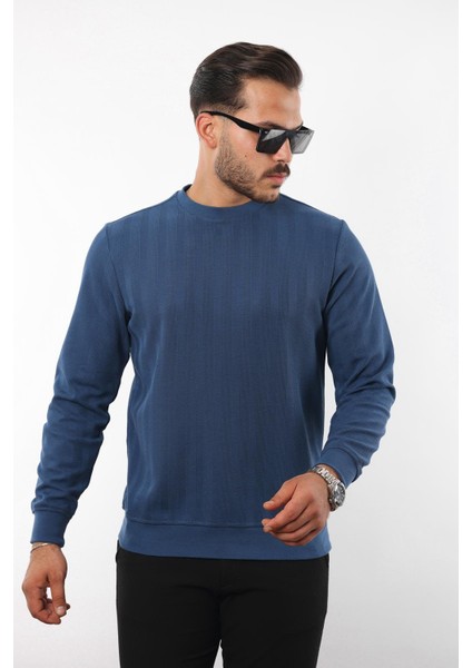 Jakarlı Sweatshirt – %70 Pamuk %30 Viskoz Bisiklet Yaka