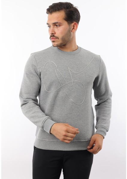 3 Iplik Şardonlu Bisiklet Yaka Sweatshirt – Pamuk Viskon Regular Fit Rugatchi Exclusive