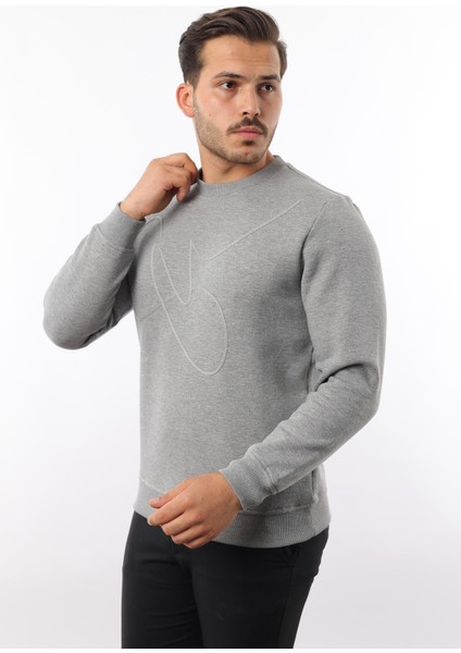 3 Iplik Şardonlu Bisiklet Yaka Sweatshirt – Pamuk Viskon Regular Fit Rugatchi Exclusive fiyatları