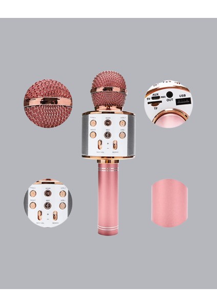 Taşınabilir Karaoke Mikrofon – Bluetooth USB ve Aux Girişli - EMY2239-8044 fırsatları