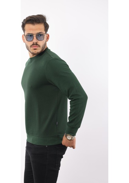 Waffle Dokulu Bisiklet Yaka Sweatshirt – Pamuk Viskon Regular Fit Rugatchi Exclusive fiyatları