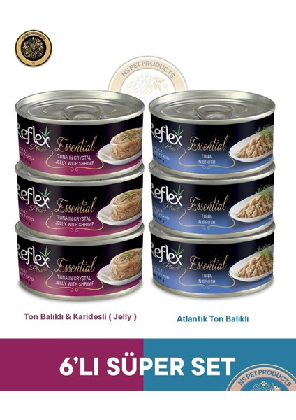 Plus Essential Kedi Jöle-Ton-Karides ve Ton Balıklı - 6X70GR