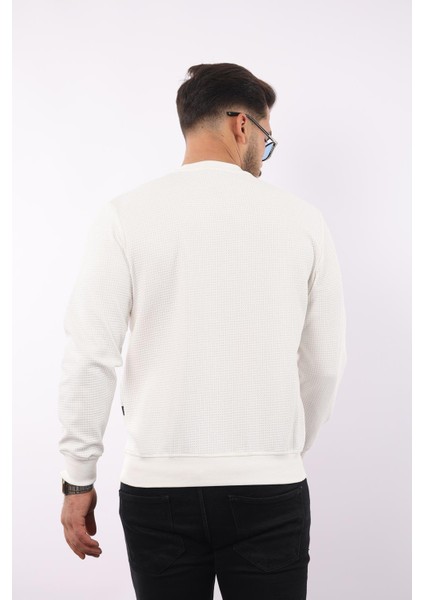 Waffle Dokulu Bisiklet Yaka Sweatshirt – Pamuk Viskon Regular Fit Rugatchi Exclusive fırsatları