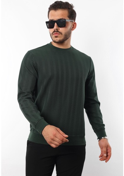 Jakarlı Sweatshirt – %70 Pamuk %30 Viskoz Bisiklet Yaka