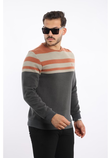 Panolu Selanik Sweatshirt – %100 Pamuk Bisiklet Yaka modelleri