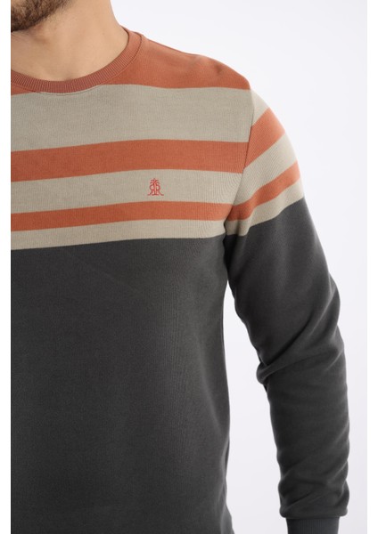 Panolu Selanik Sweatshirt – %100 Pamuk Bisiklet Yaka