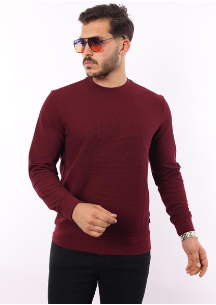 Waffle Dokuma Bisiklet Yaka Sweatshirt – Pamuk Viskon Regular Fit Rugatchi Exclusive modelleri
