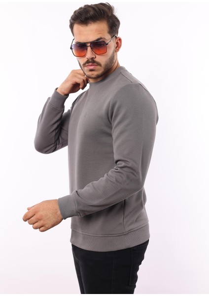Şardonlu Pike Sweatshirt – %70 Pamuk %30 Viskoz Bisiklet Yaka