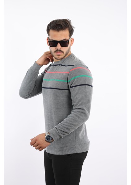 Panolu Selanik Dokuma Bisiklet Yaka Sweatshirt