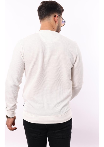 Waffle Dokuma Bisiklet Yaka Sweatshirt – Pamuk Viskon Regular Fit Rugatchi Exclusive fırsatları